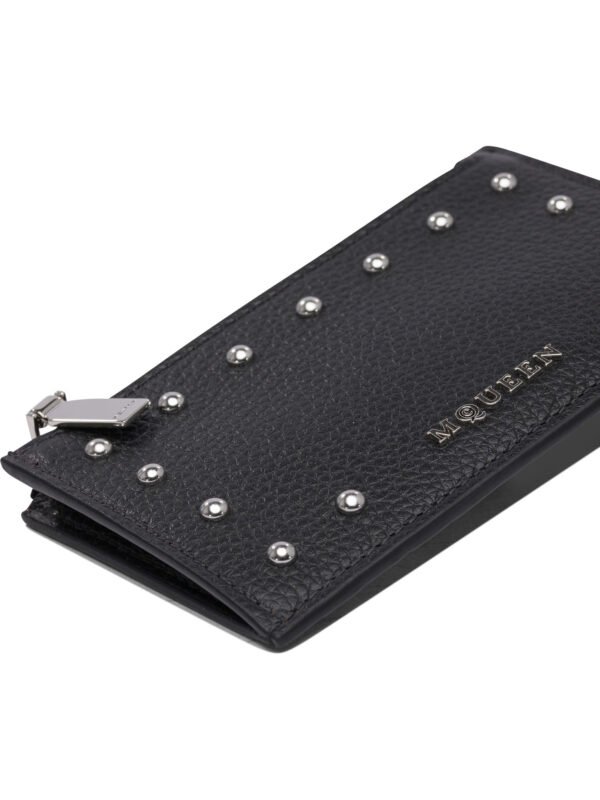 "Alexander McQueen" porte-cartes homme noir en cuir – Image 4