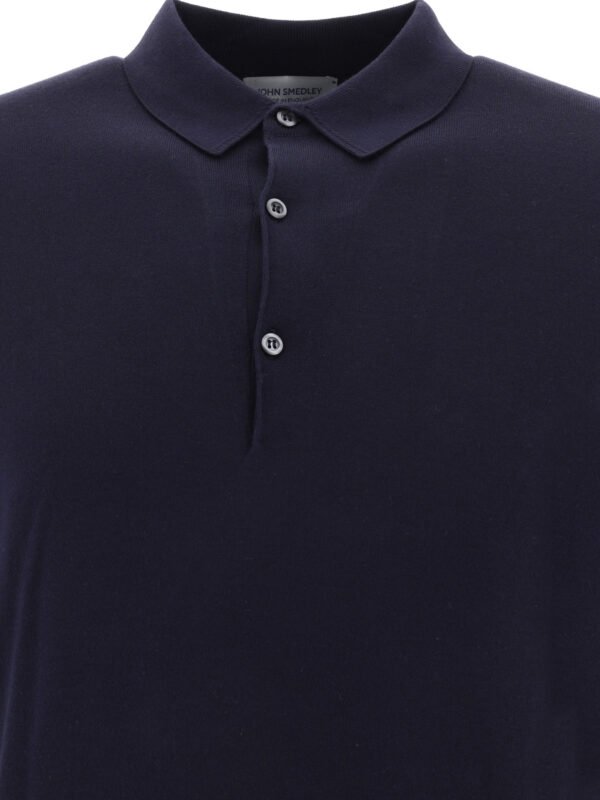 "John Smedley" polo homme bleu en coton coupe regular – Image 3