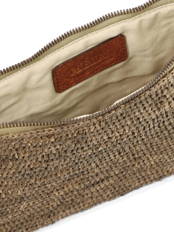 "Ibeliv" Pochette femme marron en raphia tressé à la main – Image 5
