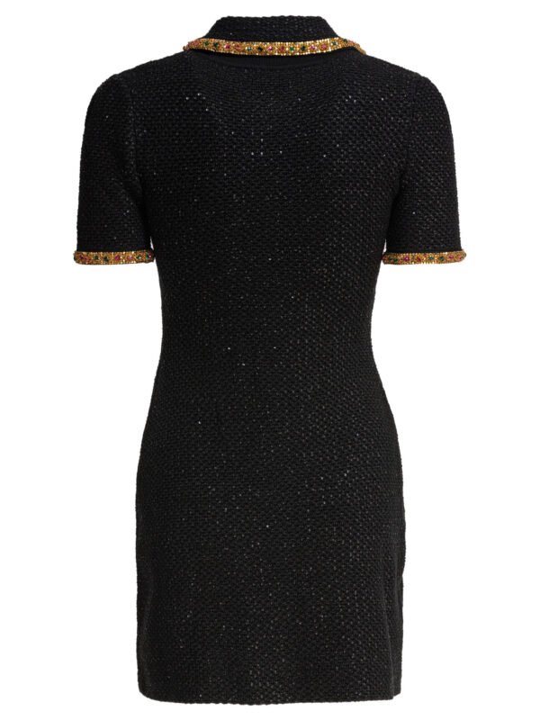 "Self-Portrait" Robe noire en coton et polyester pour femme – Image 2