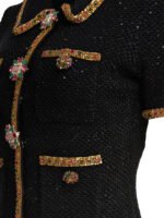 "Self-Portrait" Robe noire en coton et polyester pour femme – Image 4