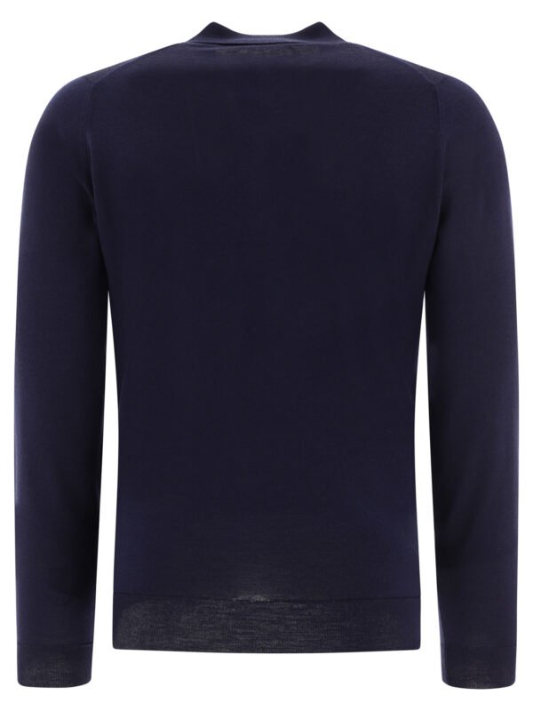 "John Smedley" Polo homme bleu en laine coupe regular – Image 2