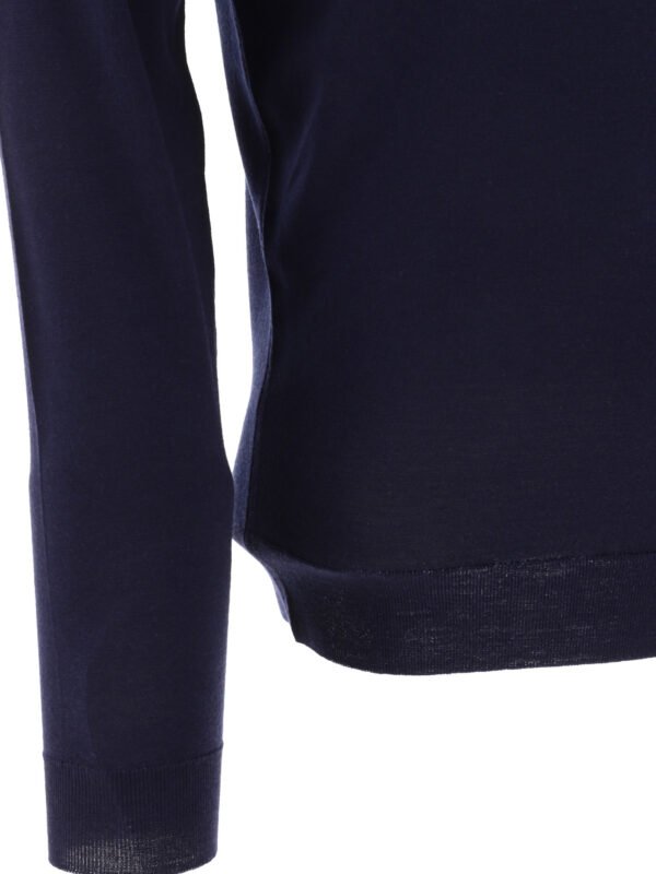 "John Smedley" Polo homme bleu en laine coupe regular – Image 4