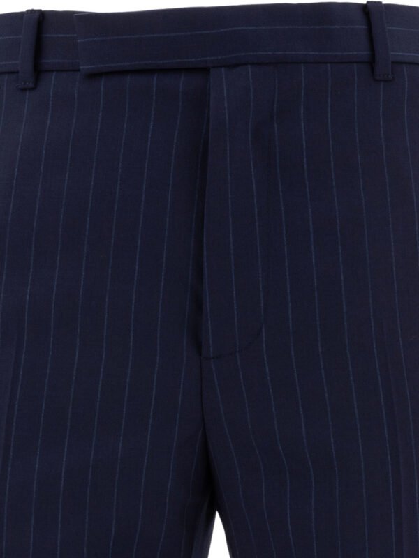 "Givenchy" pantalon tailleur à rayures homme bleu en laine vierge coupe slim – Image 3