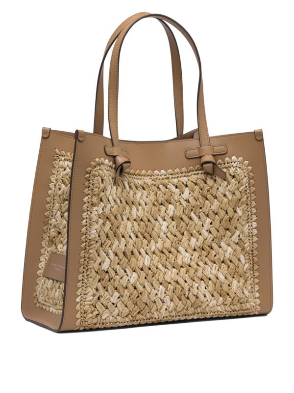 "Gianni Chiarini" sac porté épaule Marcella femme beige en raphia et cuir - Image 2