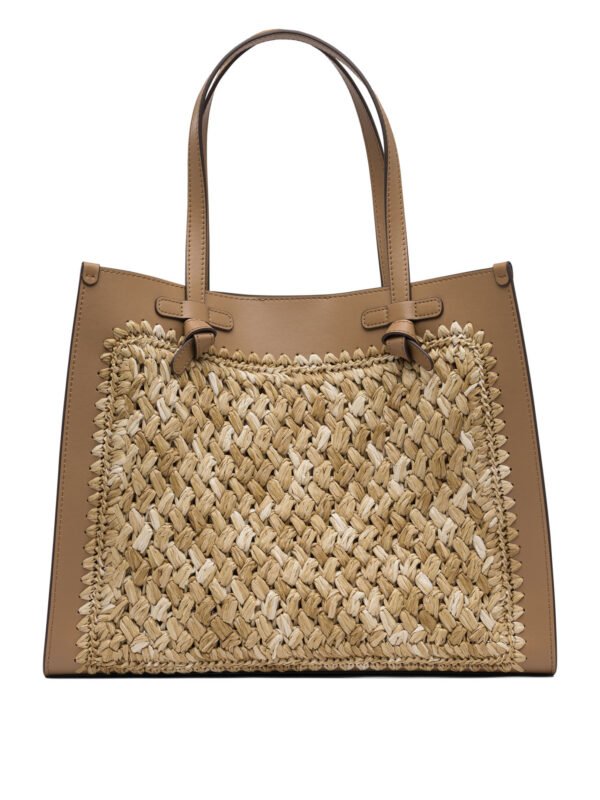 "Gianni Chiarini" sac porté épaule Marcella femme beige en raphia et cuir - Image 3