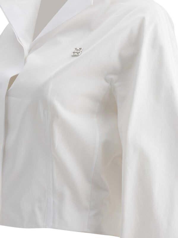 "Givenchy" chemise femme blanche cropped en popeline de coton – Image 4