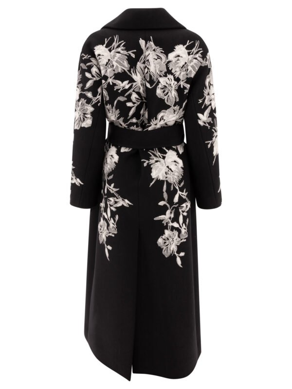 "Elie Saab" manteau femme noir brodé en laine et viscose – Image 2
