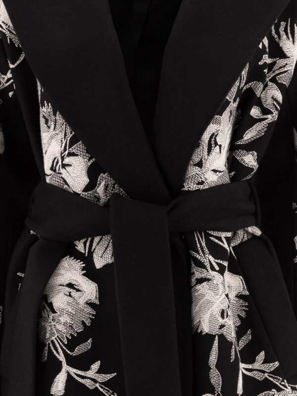 "Elie Saab" manteau femme noir brodé en laine et viscose – Image 3