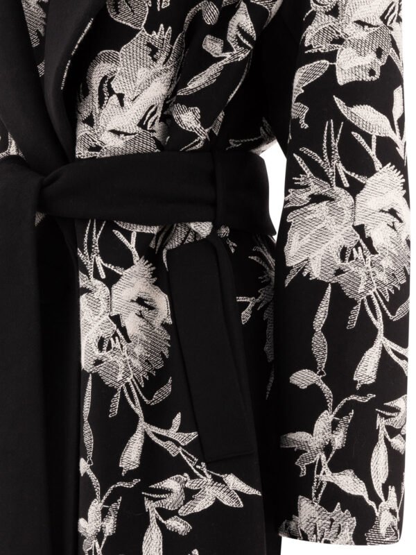 "Elie Saab" manteau femme noir brodé en laine et viscose – Image 4