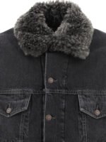 "Acne Studios" veste en jean femme noire doublée avec col en fausse fourrure – Image 3