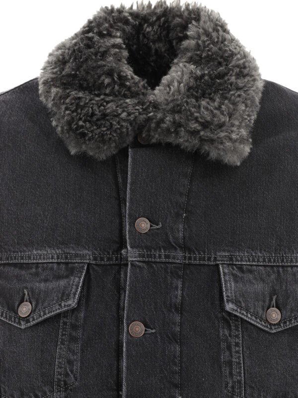"Acne Studios" veste en jean femme noire doublée avec col en fausse fourrure – Image 3