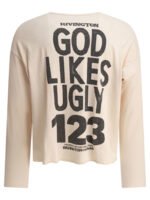 "RRR123" t-shirt blanc en coton à manches longues pour homme – Image 2