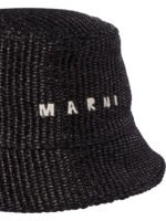 "Marni" bob femme noir en raphia avec logo brodé – Image 4