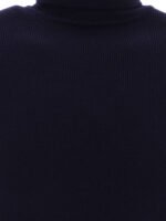 "Balmain" Pull homme bleu en laine mérinos avec patch logo coupe regular – Image 3