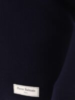 "Balmain" Pull homme bleu en laine mérinos avec patch logo coupe regular – Image 4