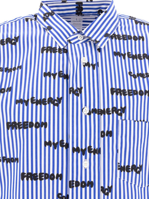"Comme Des Garçons Shirt" chemise imprimée rayée homme bleue en coton coupe regular – Image 3