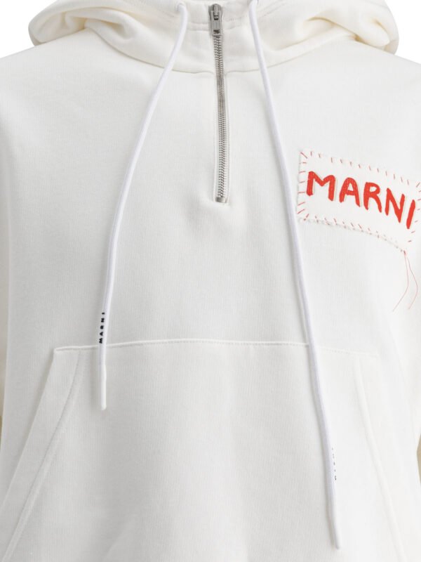 "Marni" sweat à capuche homme blanc en coton biologique avec logo – Image 3