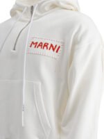 "Marni" sweat à capuche homme blanc en coton biologique avec logo – Image 4