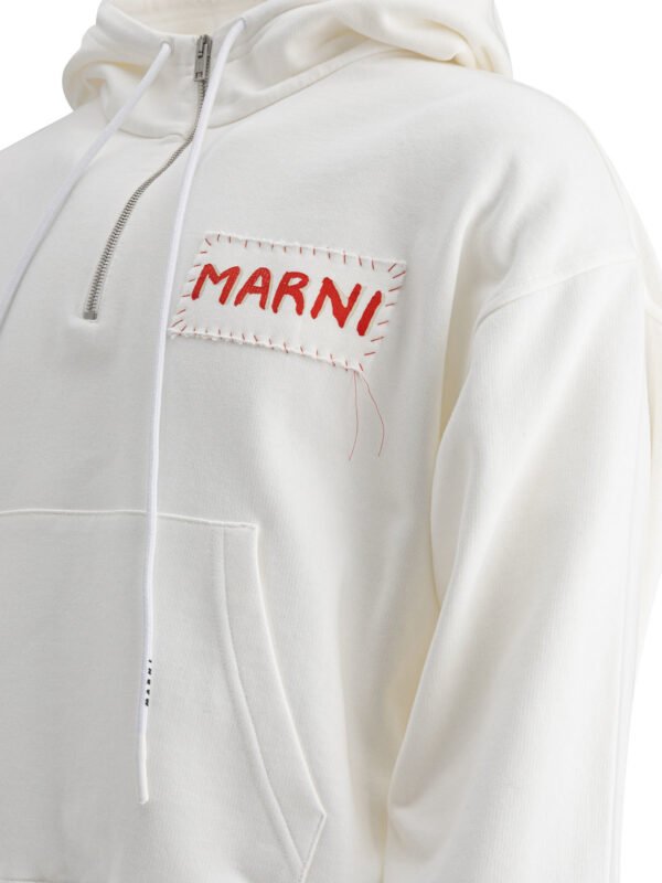 "Marni" sweat à capuche homme blanc en coton biologique avec logo – Image 4