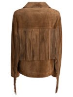 "Golden Goose" veste femme marron à franges en cuir - Image 2