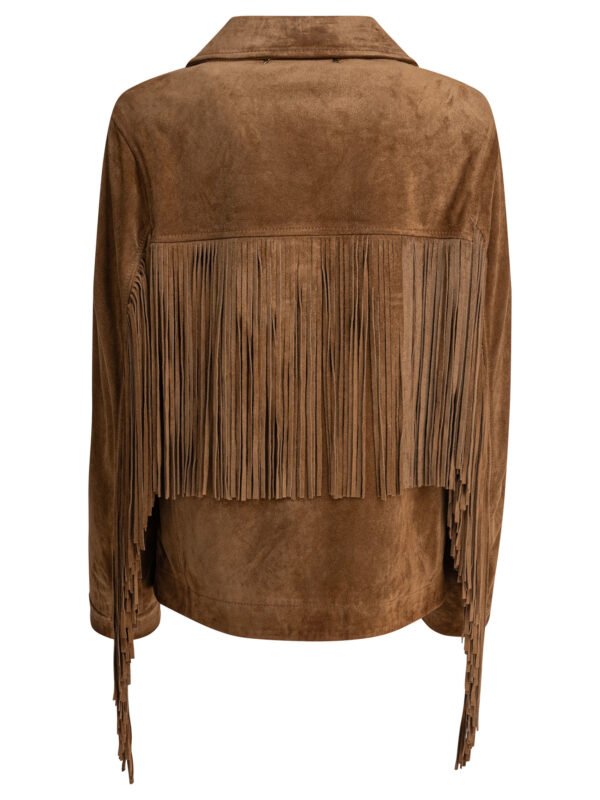 "Golden Goose" veste femme marron à franges en cuir - Image 2