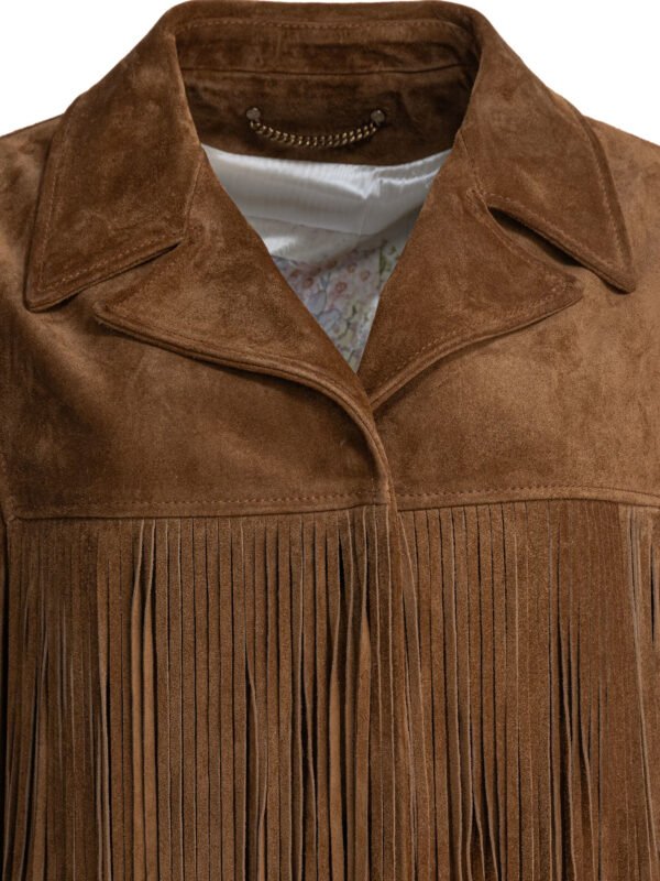 "Golden Goose" veste femme marron à franges en cuir - Image 3