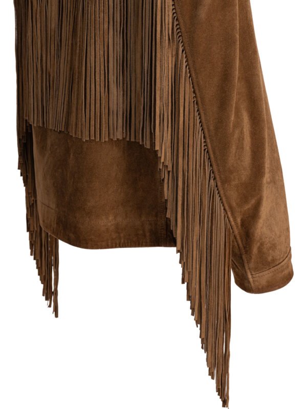 "Golden Goose" veste femme marron à franges en cuir - Image 4