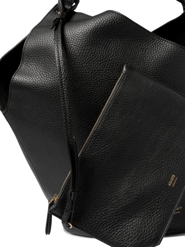 "Khaite" sac cabas Lotus noir en cuir pour femme - Image 4