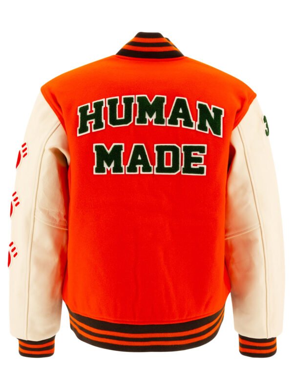 "Human Made" Veste varsity bomber homme orange en laine – Image 2