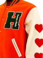 "Human Made" Veste varsity bomber homme orange en laine – Image 4