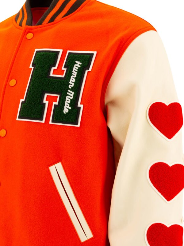 "Human Made" Veste varsity bomber homme orange en laine – Image 4