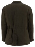 "Comme Des Garçons Homme" Blazer vert en laine et polyester avec ceinture pour homme – Image 2