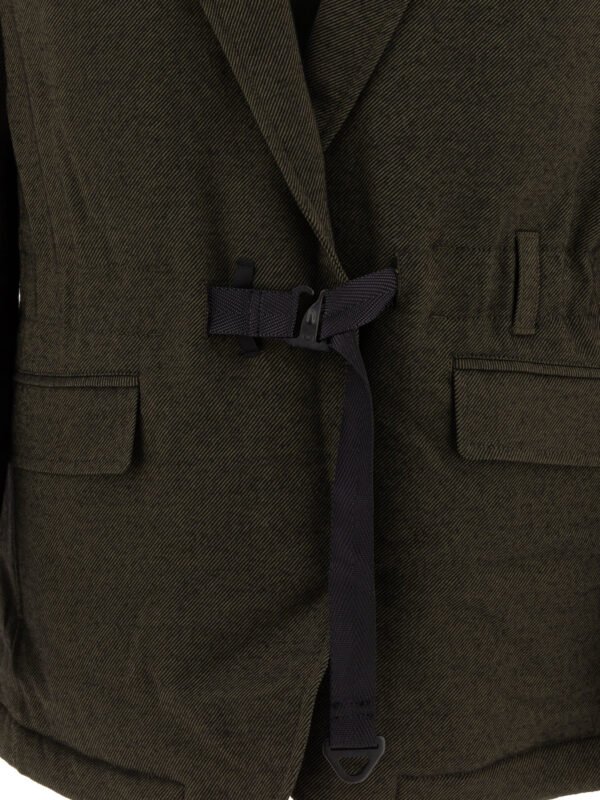 "Comme Des Garçons Homme" Blazer vert en laine et polyester avec ceinture pour homme – Image 3