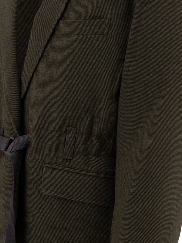"Comme Des Garçons Homme" Blazer vert en laine et polyester avec ceinture pour homme – Image 4