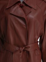 "IVY OAK" manteau femme bordeaux en cuir d’agneau – Image 3