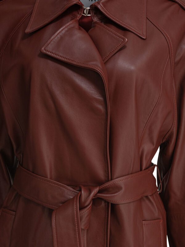 "IVY OAK" manteau femme bordeaux en cuir d’agneau – Image 3