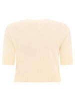 "Jil Sander" pull beige en laine coupe regular à manches courtes pour femme – Image 2