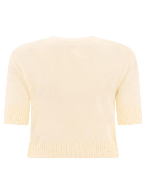 "Jil Sander" pull beige en laine coupe regular à manches courtes pour femme – Image 2