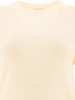 "Jil Sander" pull beige en laine coupe regular à manches courtes pour femme – Image 3