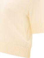 "Jil Sander" pull beige en laine coupe regular à manches courtes pour femme – Image 4