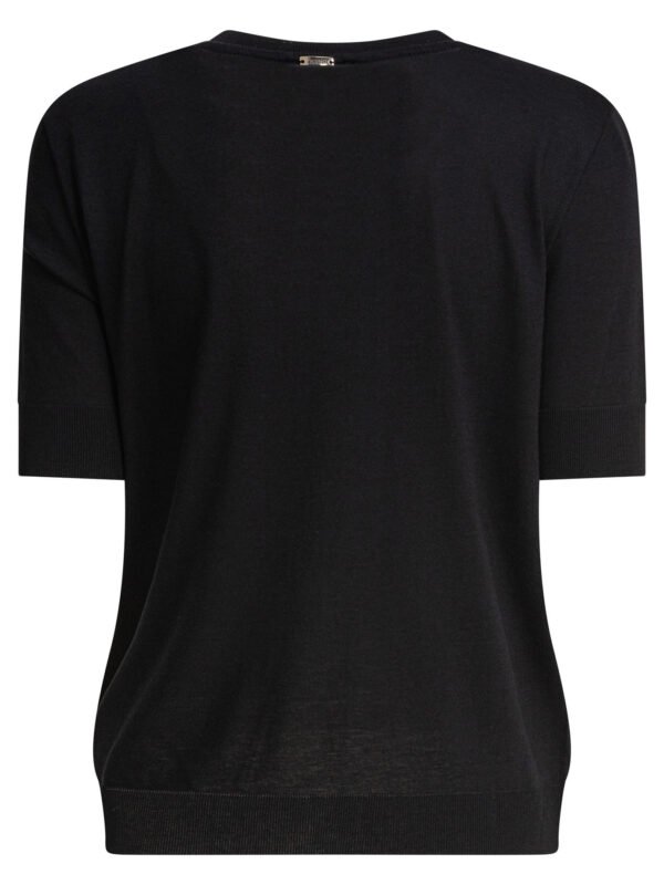 "Herno" t-shirt femme noir en lyocell et coton – Image 2