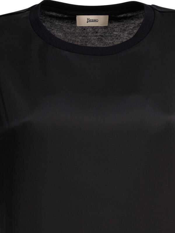 "Herno" t-shirt femme noir en lyocell et coton – Image 3
