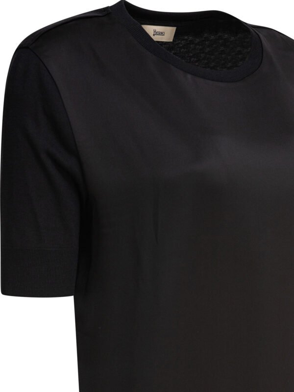 "Herno" t-shirt femme noir en lyocell et coton – Image 4