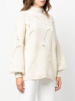 "Agnona" Pull femme blanc en laine coupe standard – Image 2