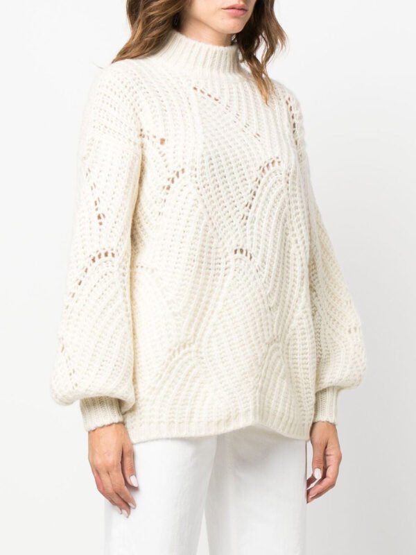 "Agnona" Pull femme blanc en laine coupe standard – Image 2