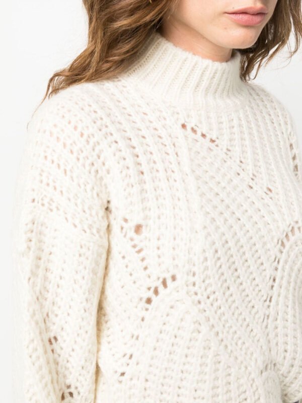"Agnona" Pull femme blanc en laine coupe standard – Image 3
