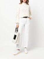 "Agnona" Pull femme blanc en laine coupe standard – Image 5