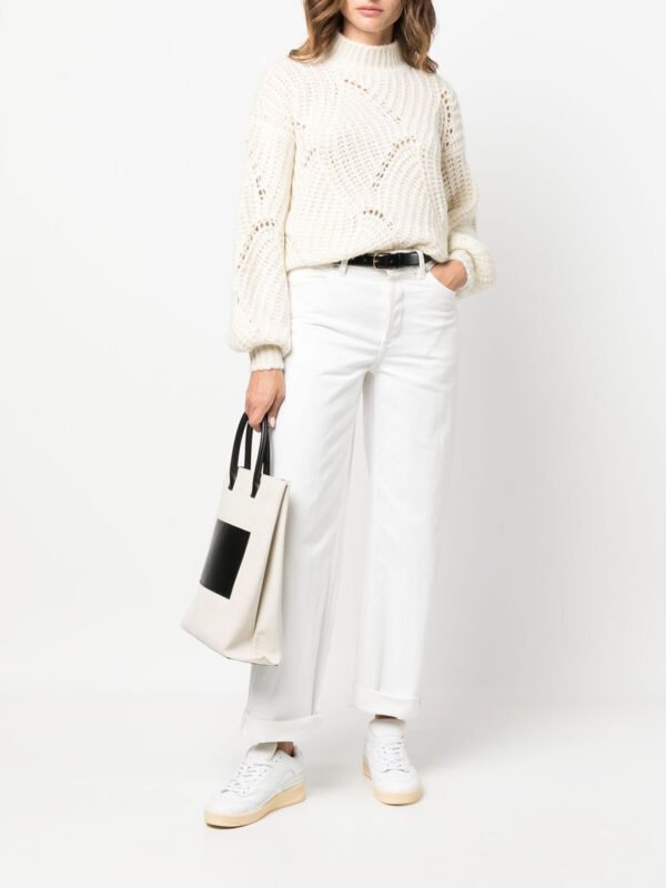 "Agnona" Pull femme blanc en laine coupe standard – Image 5