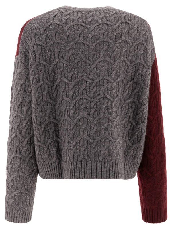 "Ganni" pull femme bicolore bordeaux en laine et cachemire – Image 2